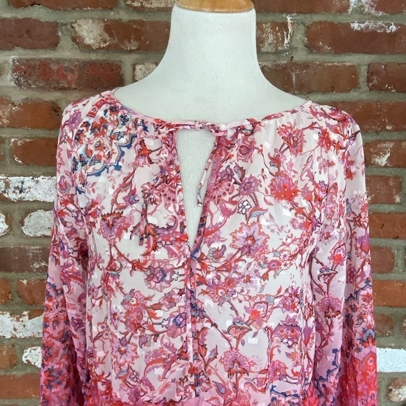 Crosby Ombré Mandala Pink Floral Sheer Top NWT Size XS - Picture 10 of 10